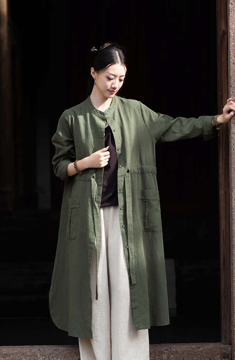 Spring Green Linen Cardigan - Women's Casual and Formal Wear