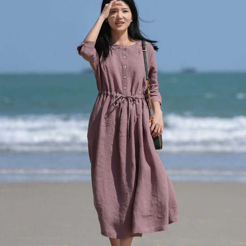Purple Linen Maxi Dress for Women: Summer, Spring, Autumn Casual Wear
 
 Introducing the must-have Purple Linen Maxi Dress for Women, designed for effortless style and comfort all year round. Whether you're enjoying the summer sun, emWomen's dressThebesttailorThebesttailorWomen Purple linen dress beach maxi dress casual linen dressThebesttailorWomen Purple linen dress beach maxi dress casual linen dress
