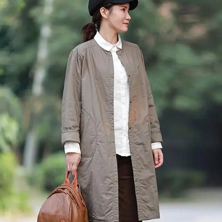 Cozy Lightweight Cotton Midi Jacket for Fall and Winter
