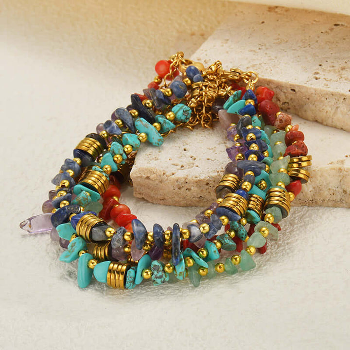 boho tribal bracelet | colorful natural gravel bracelet