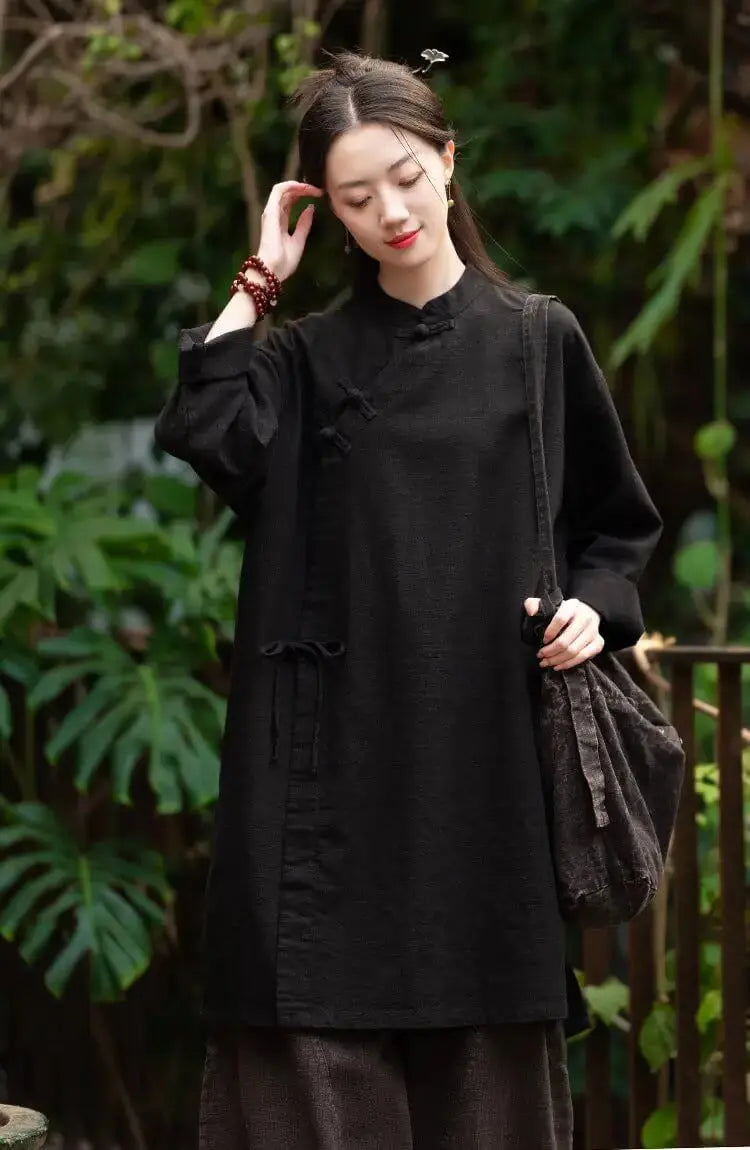 Linen Spring Vintage Maxi Coat and Robe Dress for Women