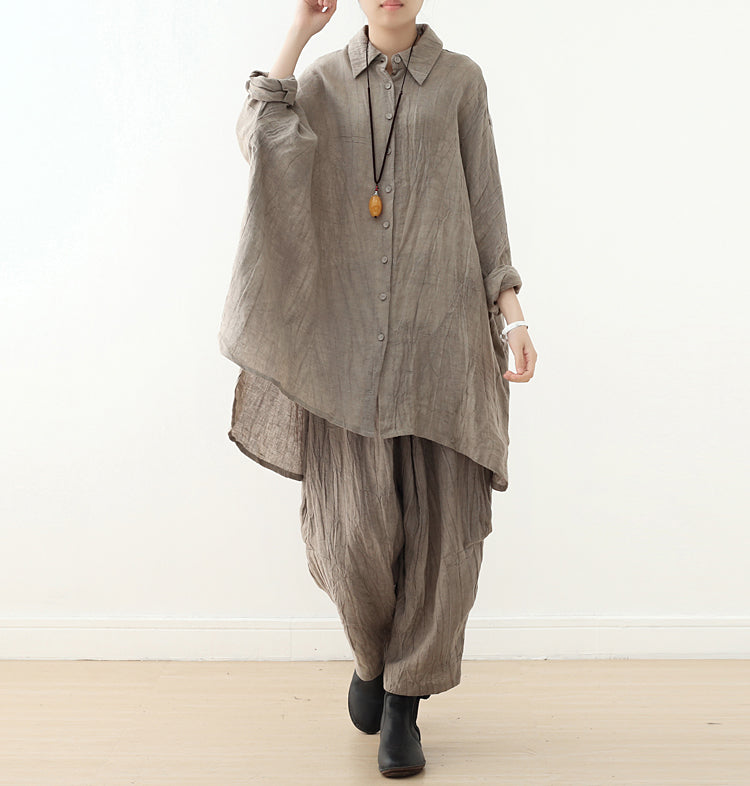 Women's Elegant Grey Linen Long Sleeve Blouse for Summer
 
 Introducing our elegant grey linen long sleeve blouse, the perfect addition to your summer wardrobe. Crafted from high-quality natural linen, this blouse is desiWomen's ShirtThebesttailorThebesttailorBlack Linen Long Sleeve Summer Loose BlouseThebesttailorBlack Linen Long Sleeve Summer Loose Blouse