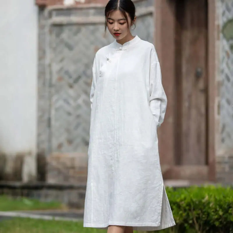 long sleeve linen dress