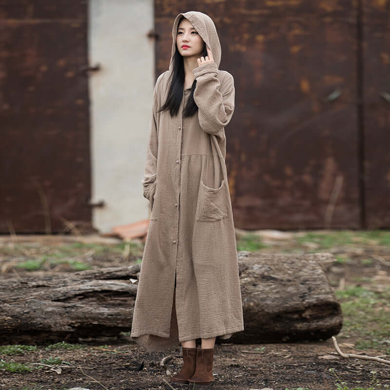 Khaki Witch Hooded Robe Cotton Dress with Vintage Autumn Vibe for Wome
 
 Embrace the vintage autumn vibe with our stunning Khaki Witch Hooded Robe Dress crafted from pure cotton. Perfect for any occasion, this dress from TheBestTailorWomen's coatThebesttailorThebesttailorWomen Autumn Vintage Khaki Witch Hooded Robe Pure Cotton Long Sleeve dressThebesttailorWomen Autumn Vintage Khaki Witch Hooded Robe Pure Cotton Long Sleeve dress