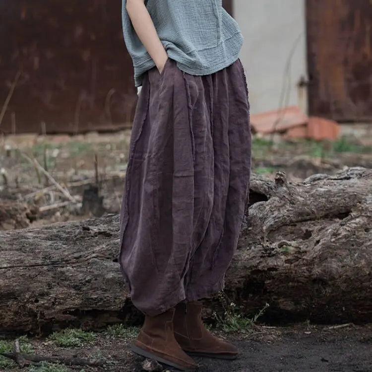 Stylish Women's Purple Linen Harem Pants for Any Occasion
 
 Step up your fashion game with our Women's Purple Linen Harem Pants! Crafted from a luxurious blend of linen and cotton, these stylish pants are a must-have for Women's pantsThebesttailorThebesttailorWoman Summer Purple Linen Harem pants linen bloomers tapered pantsThebesttailorWoman Summer Purple Linen Harem pants linen bloomers tapered pants