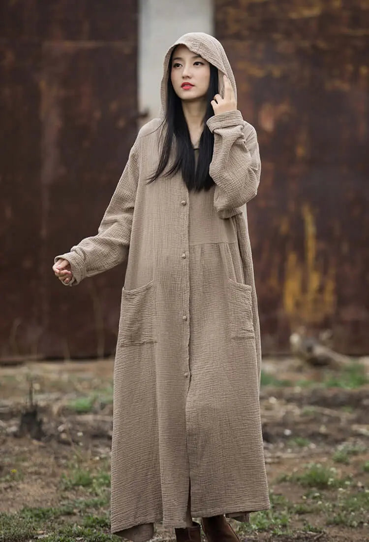 Khaki Witch Hooded Robe Cotton Dress with Vintage Autumn Vibe for Wome
 
 Embrace the vintage autumn vibe with our stunning Khaki Witch Hooded Robe Dress crafted from pure cotton. Perfect for any occasion, this dress from TheBestTailorWomen's coatThebesttailorThebesttailorWomen Autumn Vintage Khaki Witch Hooded Robe Pure Cotton Long Sleeve dressThebesttailorWomen Autumn Vintage Khaki Witch Hooded Robe Pure Cotton Long Sleeve dress