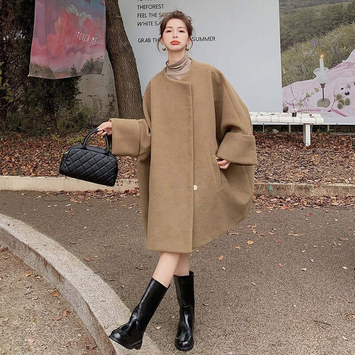 Warm and Stylish Camel Wool Winter Coat for Women