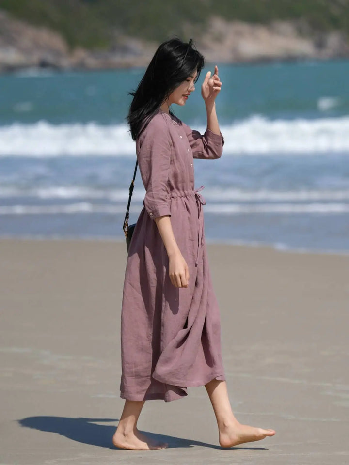 Purple Linen Maxi Dress for Women: Summer, Spring, Autumn Casual Wear
 
 Introducing the must-have Purple Linen Maxi Dress for Women, designed for effortless style and comfort all year round. Whether you're enjoying the summer sun, emWomen's dressThebesttailorThebesttailorWomen Purple linen dress beach maxi dress casual linen dressThebesttailorWomen Purple linen dress beach maxi dress casual linen dress