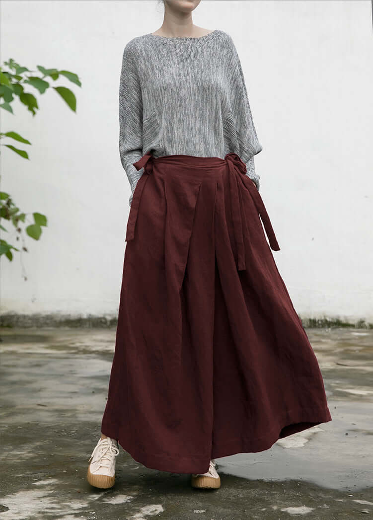 Spring and autumn linen loose culottes | Loose wide-leg pants | Casual Boho Pants