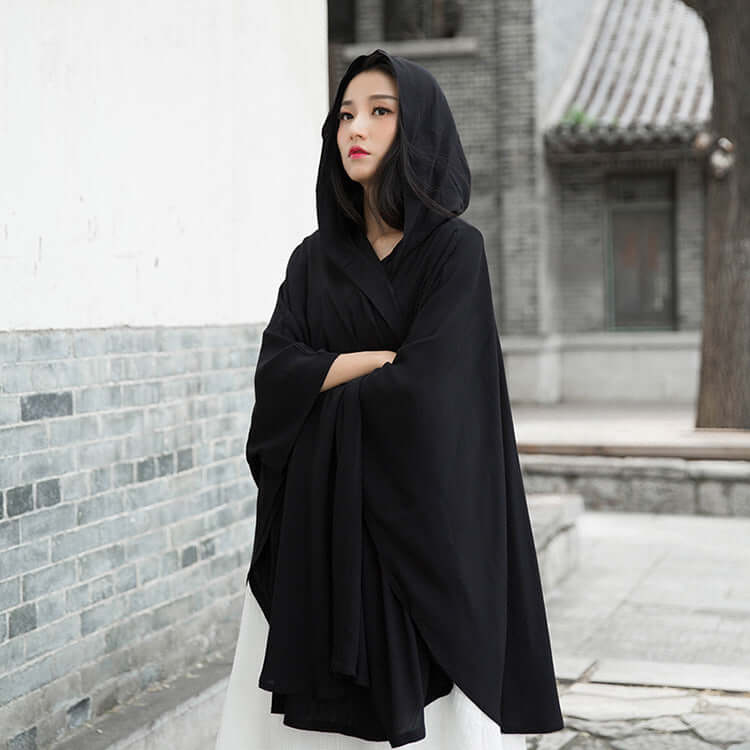 Witch Cloak - Retro Travel Women's Cape Coat, Hooded Sun Protection Top