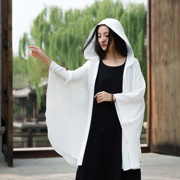 Witch Cloak - Retro Travel Women's Cape Coat, Hooded Sun Protection Top