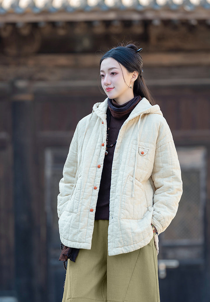 Ladies' Lightweight Hooded Quilted Jacket with Retro Style