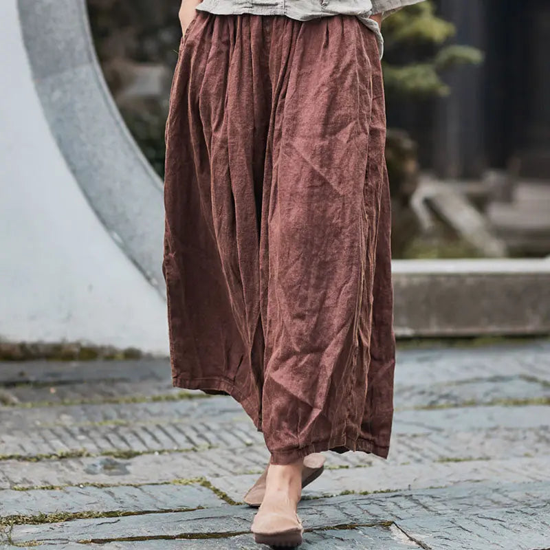 Retro Style Wide Leg Brown Cropped Pants for Women
 Introducing our Retro Style Wide Leg Brown Cropped Pants for Women! These stylish pants are the perfect addition to your summer wardrobe. Made from a blend of lineWomen's pantsThebesttailorThebesttailorRetro Summer Washed Linen Casual Woman Wide Leg Brown Cropped PantsThebesttailorRetro Summer Washed Linen Casual Woman Wide Leg Brown Cropped Pants