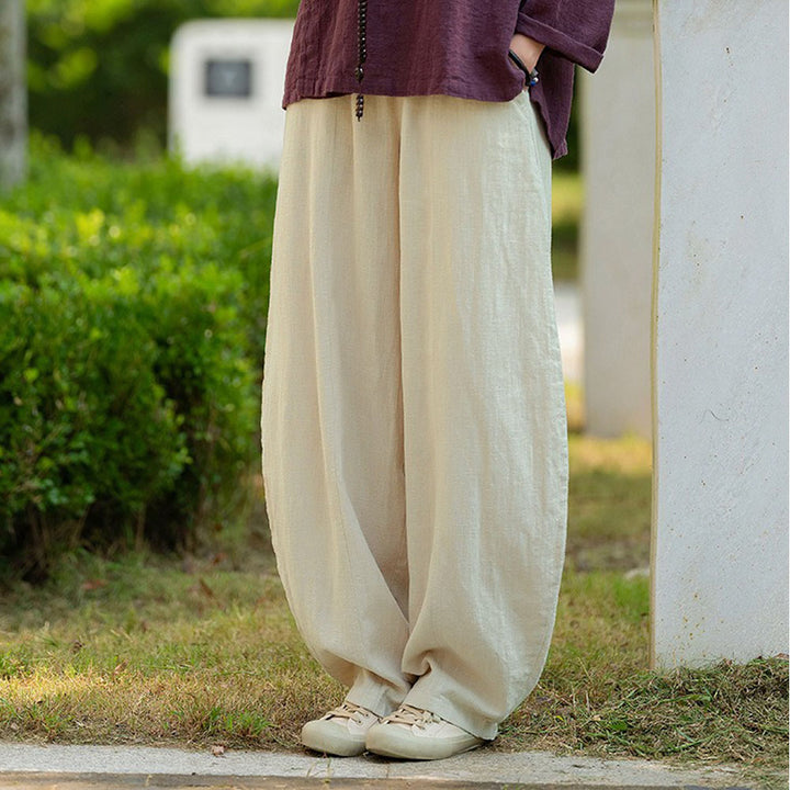 linen harem pants women's Meditation Elastic Waist Large Loose