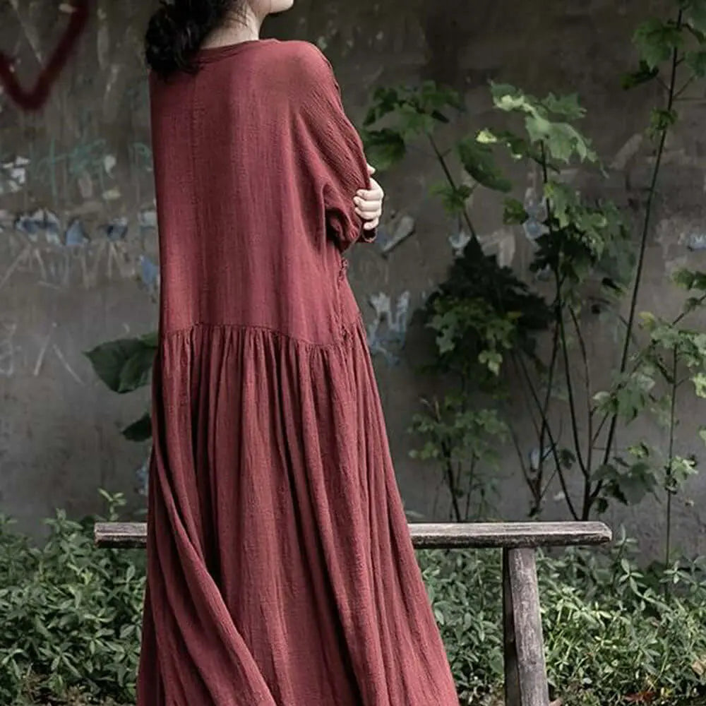 Elegant Linen Robe Dress for Women - Versatile and Comfortable Shift Dress Thebesttailor