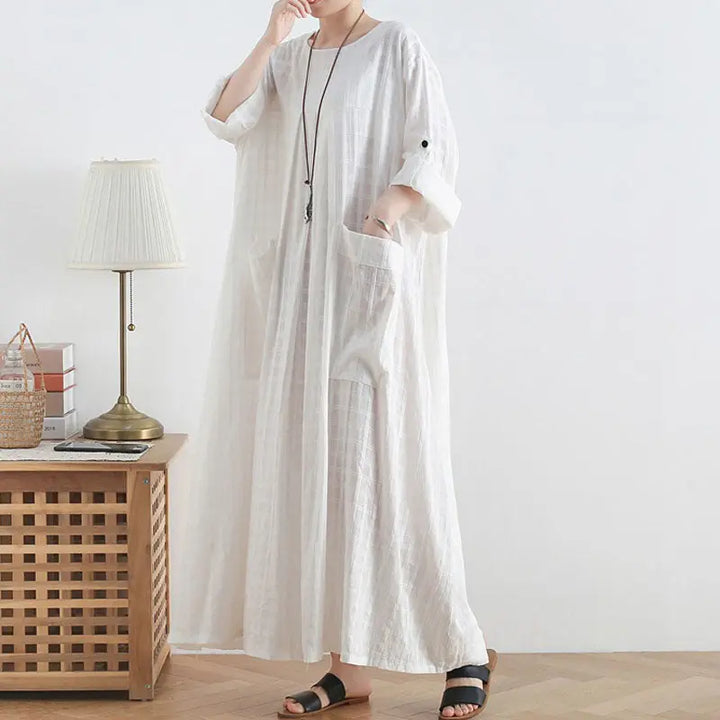 ankle length dress maxi dress for women white cotton dress Thebesttailor