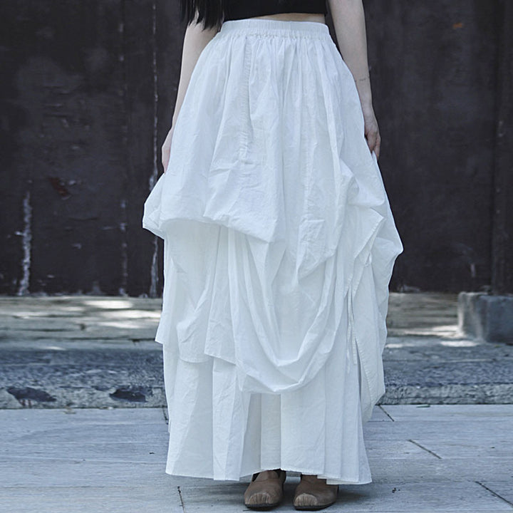 Women's Asymmetric Linen Gothic Maxi Skirt - Avantgarde A-line Long Party Skirt