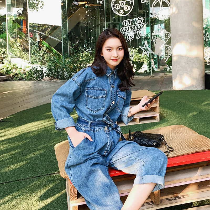 Denim Jumpsuit for Women: Stylish Long Sleeve Casual Overall