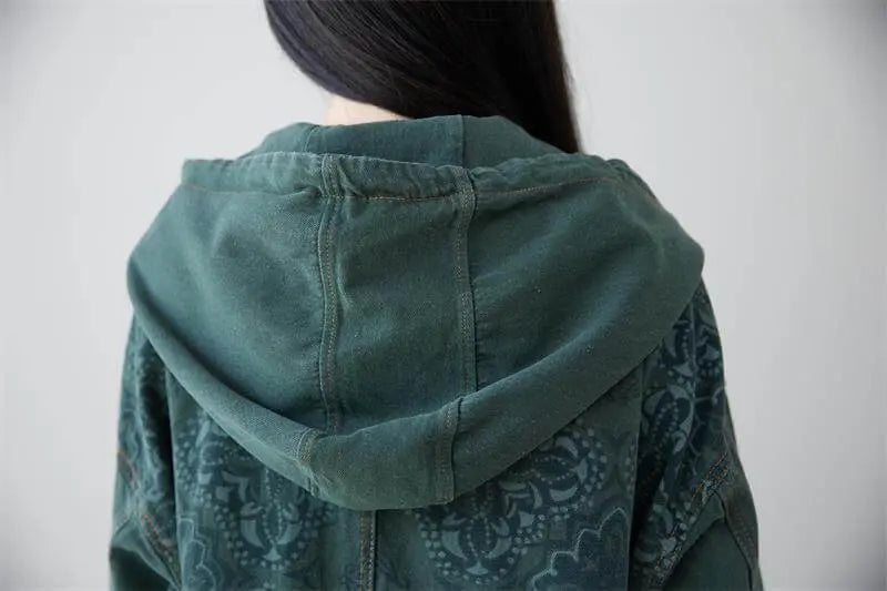 Autumn Hooded Denim Jacket - Dark Green Retro StyleThis Dark Green Retro Autumn Hooded Jacket Denim Single-Breasted Cardigan Loose Windbreaker from The Best Tailor is the perfect addition to your wardrobe. It featureWomen's coatThebesttailorThebesttailorDark green retro autumn hooded jacket denim single-breasted cardigan loose windbreakerThebesttailorDark green retro autumn hooded jacket denim single-breasted cardigan loose windbreaker