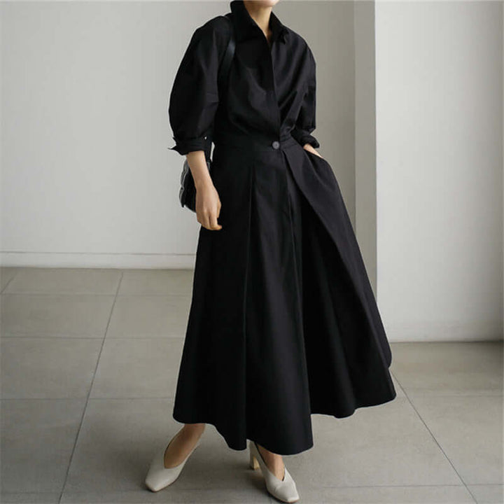 long cotton coat womens - swing coat vintage -spring autumn Fit and Flare Coat