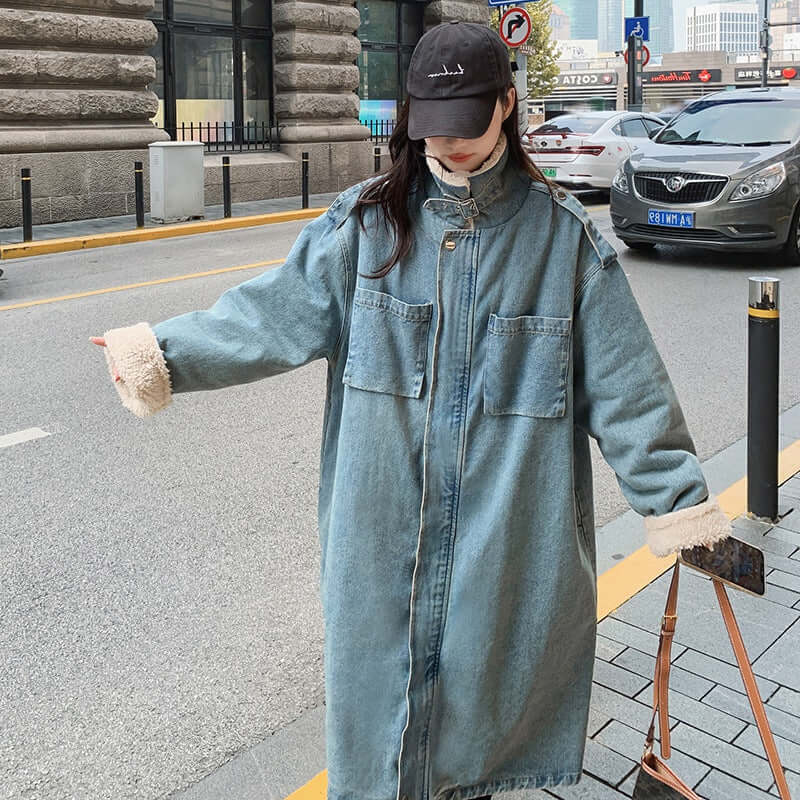 Parka denim coat | Winter Parka denim coat women's