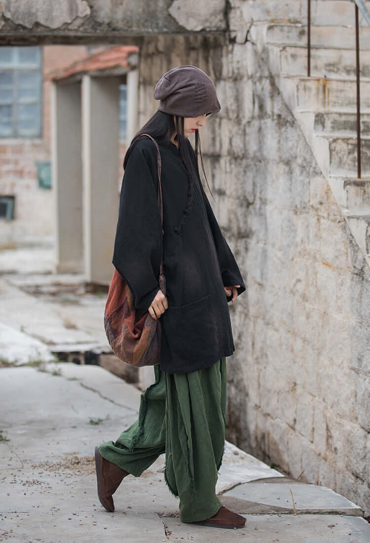 Vintage Linen and Cotton Coat - Elegant Outerwear for Women