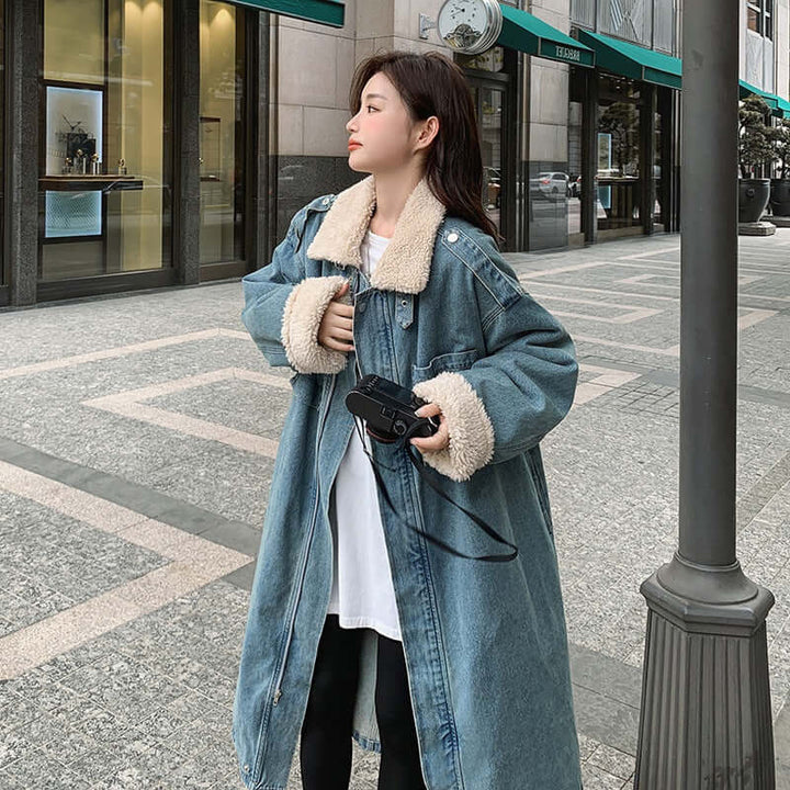 Parka denim coat | Winter Parka denim coat women's