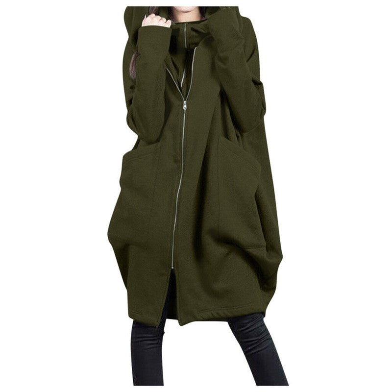 Long Zipper Coat Fall Sweatshirt Gothic Hoodie Big Hood Hoodie Hooded Jacket