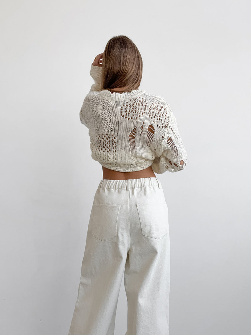 straight pants for women Pure cotton lace-up mid-waist wide-leg pants-Women's pants-Thebesttailor-Thebesttailor