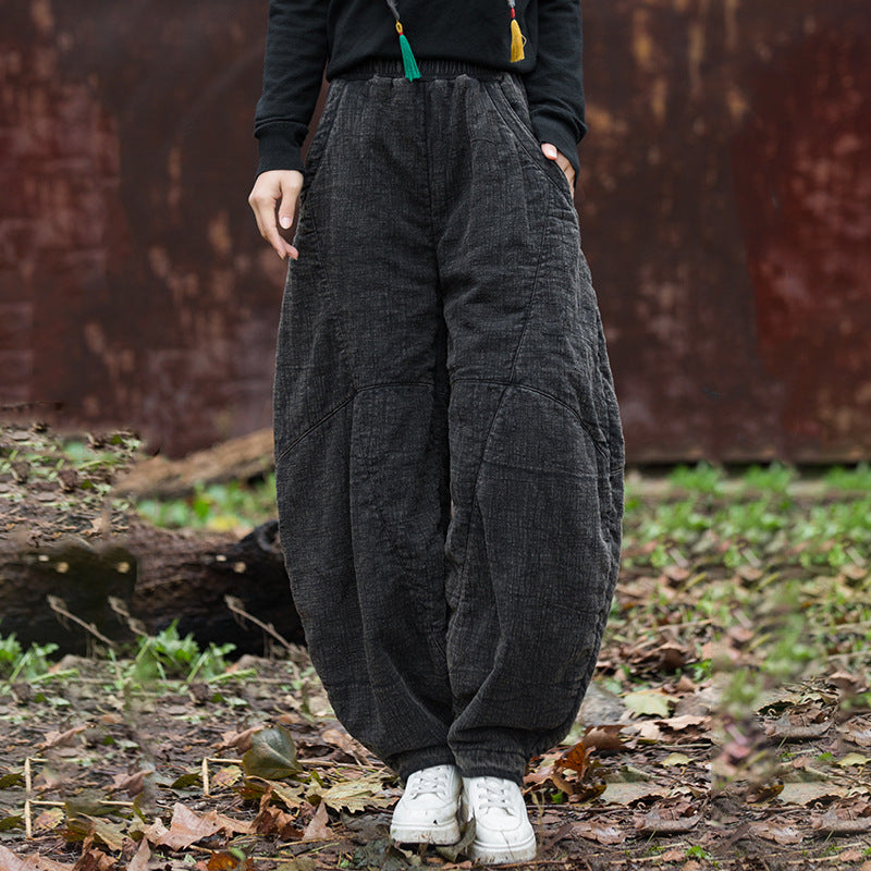 Cozy Linen Harem Trousers for Women - Winter Bloomers-Women's pants-Thebesttailor-Thebesttailor