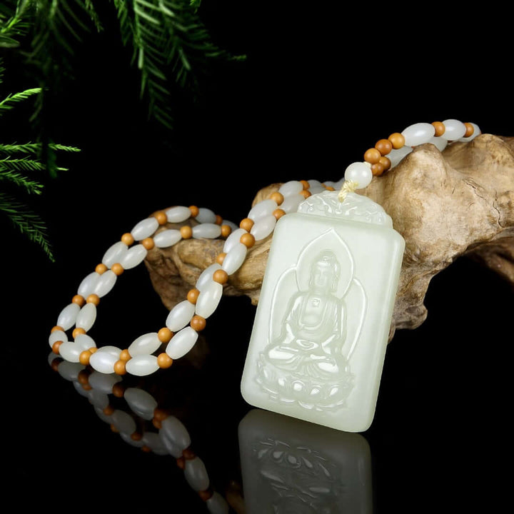 Shakyamuni Buddha Necklace: Vintage Jade Jewelry for Women