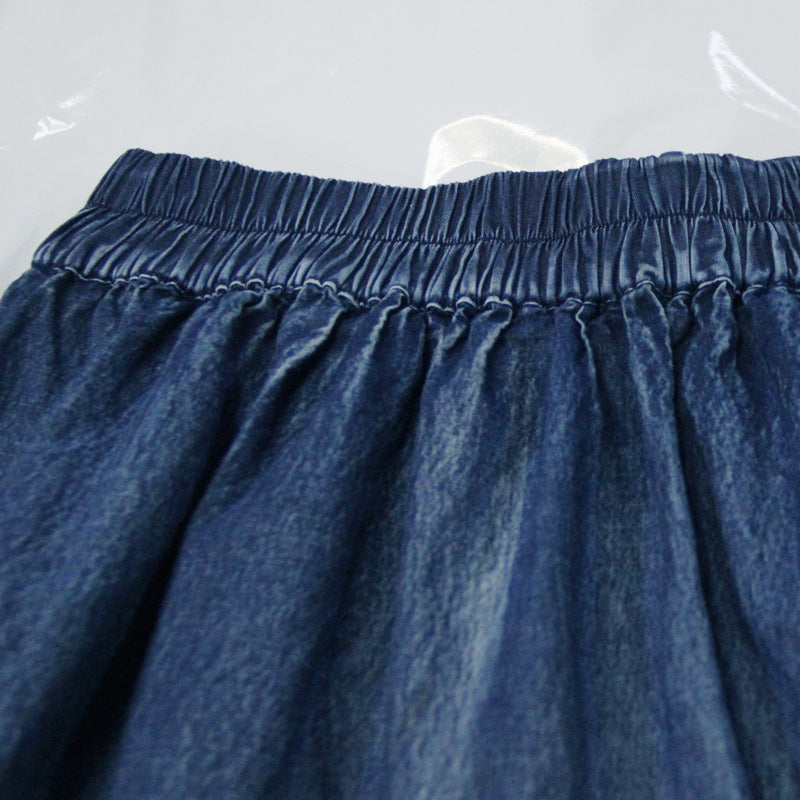 Blue denim skirt Formal Maxi Skirt High Waisted Skirt-Women's Skirts-Thebesttailor-Thebesttailor