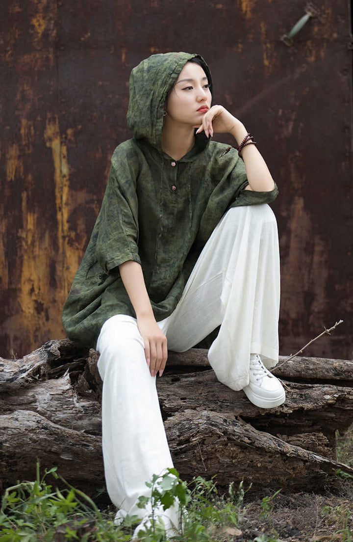 Hooded Vintage Green Linen and Ramie Sun Shirt for Women
 
 Introducing our Hooded Vintage Green Linen and Ramie Sun Shirt for Women, the must-have piece for your seasonal attire. Crafted by The Best Tailor, this shirt coWomen's ShirtThebesttailorThebesttailorVintage Green Ramie Summer Travel Woman Hooded Sunscreen ShirtThebesttailorVintage Green Ramie Summer Travel Woman Hooded Sunscreen Shirt
