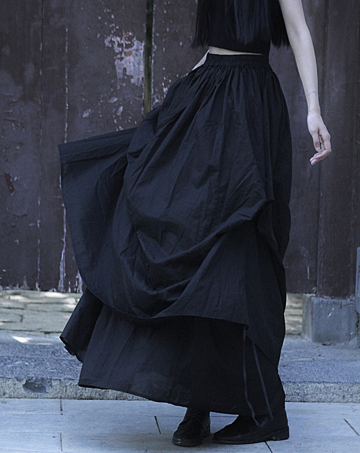 Women's Asymmetric Linen Gothic Maxi Skirt - Avantgarde A-line Long Party Skirt