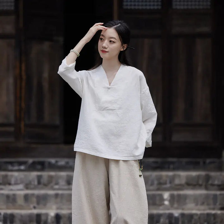 linen shirts women summer tops womens blouses 3 4 sleeve tops Thebesttailor