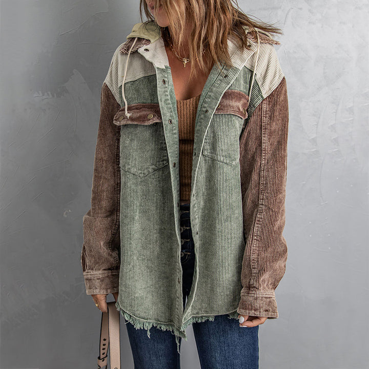 corduroy hooded jacket womens