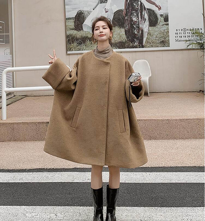 Warm and Stylish Camel Wool Winter Coat for Women