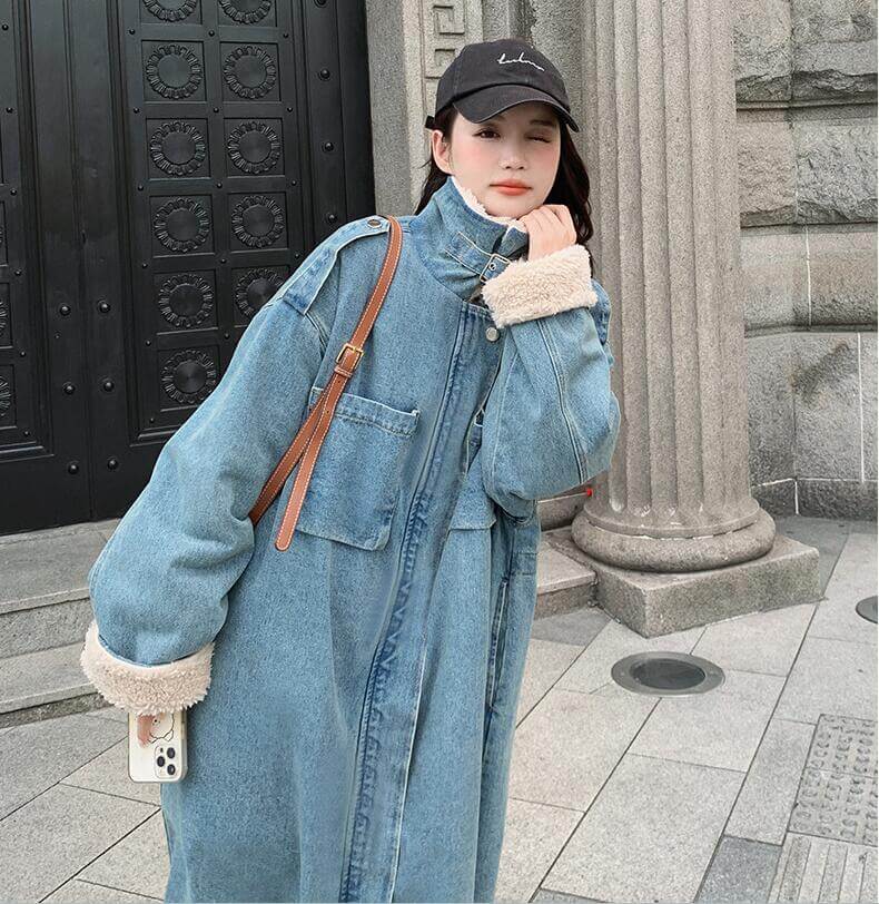 Parka denim coat | Winter Parka denim coat women's