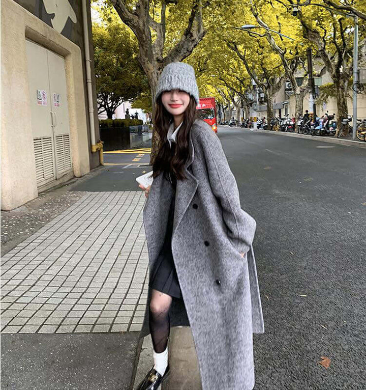 Gray Wool Princess Coat for Women - Long and Fashionable Winter Outerwear