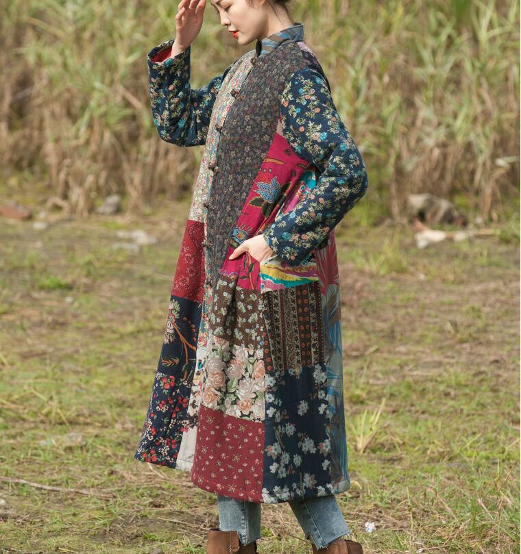 Bohemian cotton women's winter long coat