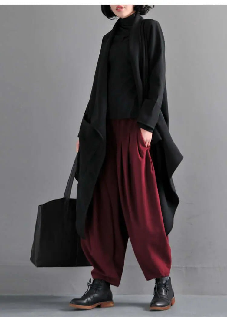 Winter Wool Asymmetrical Coat with Leisure Style