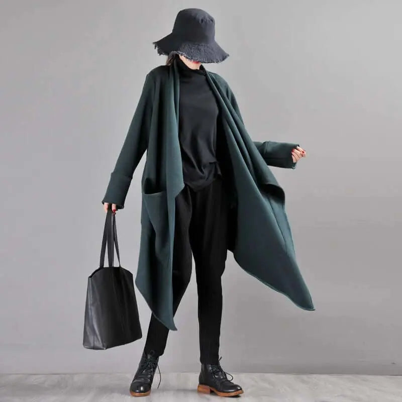 Winter Wool Asymmetrical Coat with Leisure Style