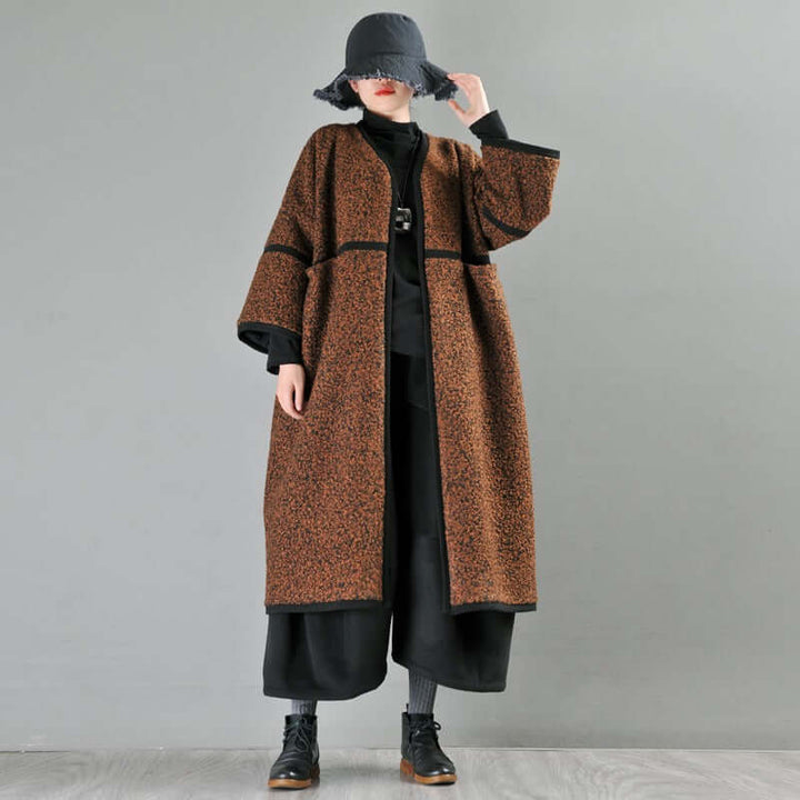 Women's Spring Brown Wool Midi Winter Coat