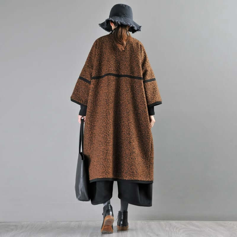 Women's Spring Brown Wool Midi Winter Coat