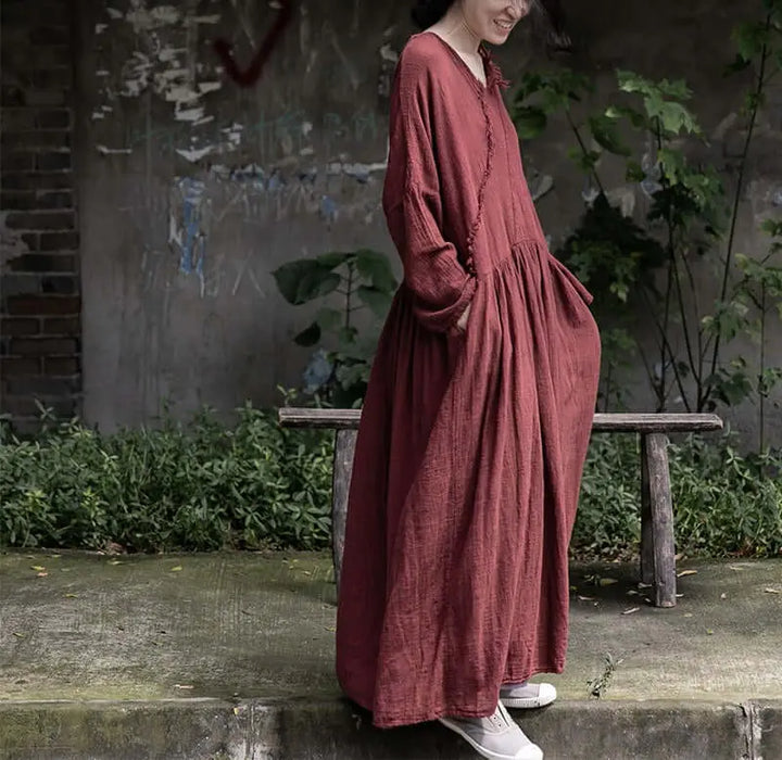 Elegant Linen Robe Dress for Women - Versatile and Comfortable Shift Dress Thebesttailor