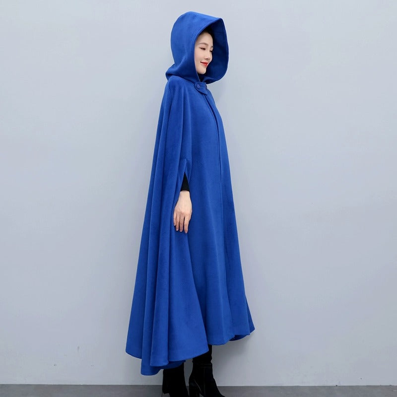 Retro hooded wool cape women's hooded cape shawl