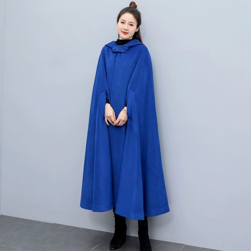 Retro hooded wool cape women's hooded cape shawl