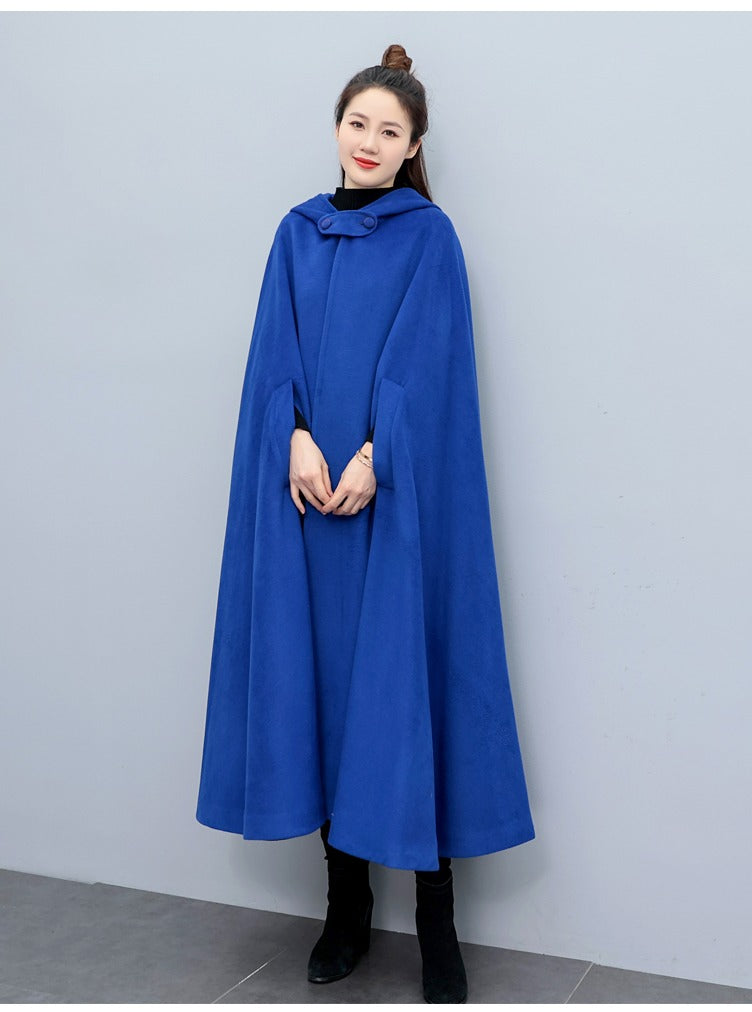 Retro hooded wool cape women's hooded cape shawl