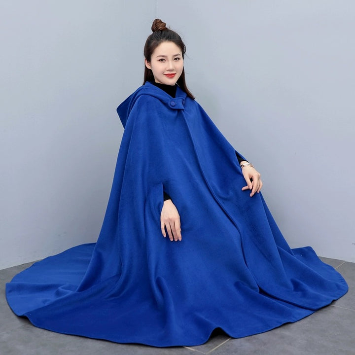 Retro hooded wool cape women's hooded cape shawl