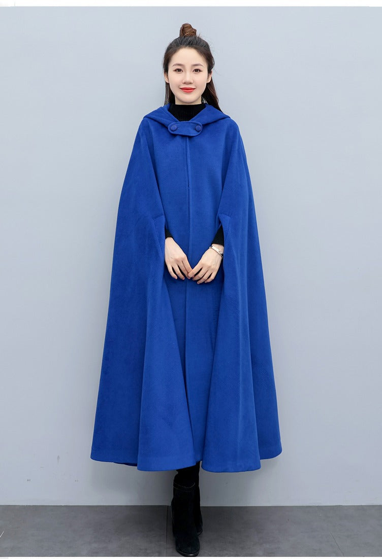 Retro hooded wool cape women's hooded cape shawl